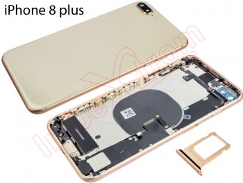 Tapa de batería genérica dorada para iPhone 8 Plus con componentes