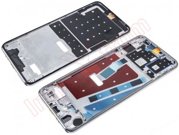 Carcasa frontal / central con marco blanco perla "Pearl white" y botones laterales para Huawei P30 Lite