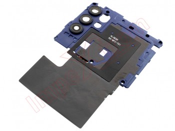 Chasis / carcasa trasera intermedia azul con lentes de cámaras y antena NFC para Motorola Moto G60s, XT2133-2