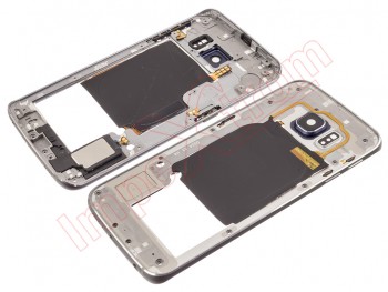Central housing with blue camera trim for Samsung Galaxy S6 Edge, G925F