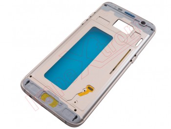 Carcasa frontal / central con marco rosa dorado y rejilla azul con botones laterales para Samsung Galaxy S7 Edge, SM-G935