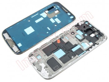 Carcasa, chasis central blanco-blanca con marco y adhesivo para Samsung Galaxy S4 Mini LTE, I9195