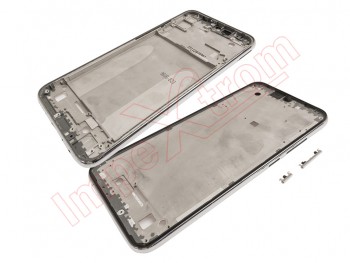 Carcasa frontal / central con marco plateado / blanco luz de luna "Moonlight white" para Xiaomi Redmi Note 8, M1908C3J
