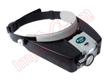 Adjustable headband magnifying glass with 3 interchangeable lenses and light