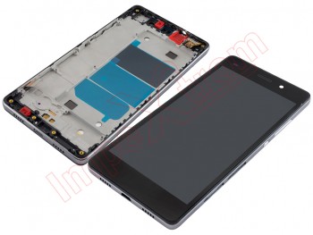 Pantalla completa IPS LCD genérica negra con marco plateado para Huawei P8 Lite.