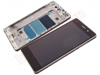 Pantalla completa genérica IPS LCD negra y blanca con marco dorado para Huawei P8 Lite, ALE-L01