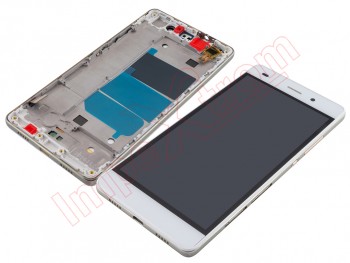 White IPS LCD screen with golden frame for Huawei P8 Lite, ale-l01 / ale-l02 / ale-l21 / ale-l23 / ale-ul00 / ale-l04