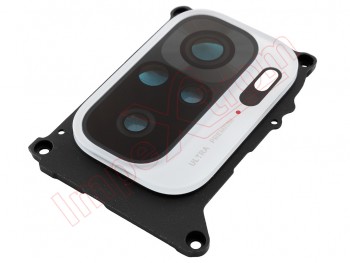 Rear camera lens with Frost White (Pebble White) trim and housing for Xiaomi Redmi Note 10, M2101K7AI, M2101K7AG