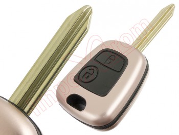Carcasa color oro rosa, compatible para Peugeot Citroen, 2 botones