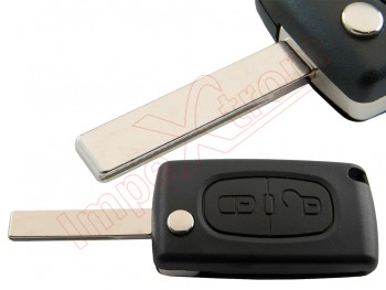 Producto genérico - Telemando de 2 botones 433.92 MHz ASK PCF7941A para Peugeot 307 con espadín plegable con guía