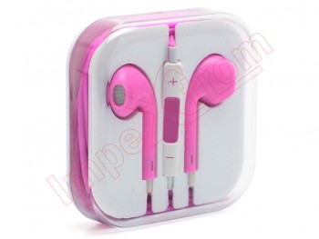 Manos libres, auriculares rosas estilo iPhone / Earpods con micrófono y control de volumen