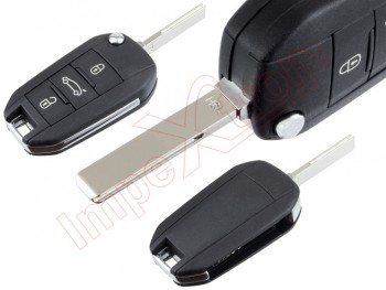 Compatible remote control for Peugeot 508 - 208 folding, 3 buttons