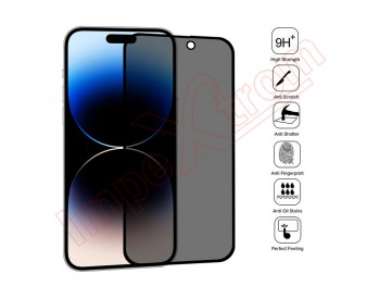 Tempered glass privacy function screen protector with black frame for Apple iPhone 14 Pro, A2890