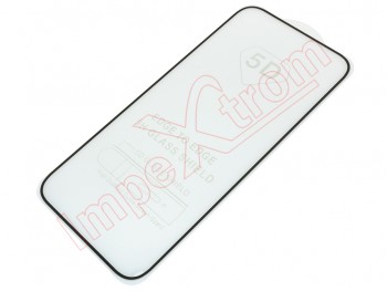 9H 5D Full glue tempered glass screen protector with black frame for iPhone 15 Pro, in blister
