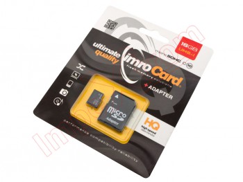 Class 10 16GB micro IMRO SDHC memory card with SD adapter in blister