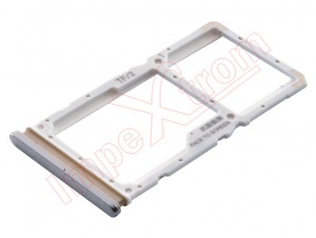 Bandeja Dual SIM/microSD blanca / plateada para Xiaomi Redmi Note 8 Pro, M1906G7