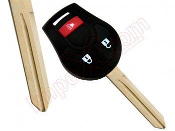 Producto Genérico - Mando para Nissan de 2 botones + botón de pánico, con transponder ID46
